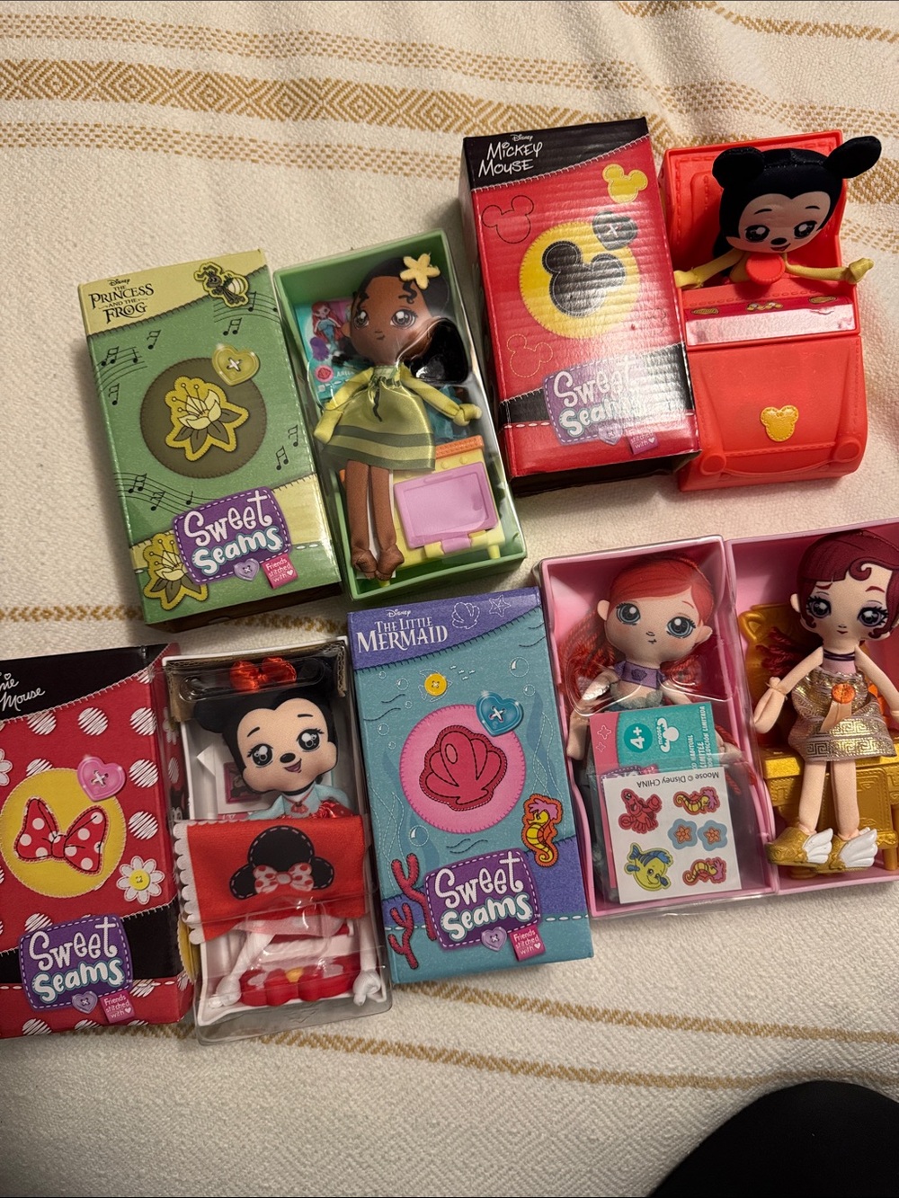 Disney Sweet Seams Mickey Minnie Ariel Tiana Hercules Doll Red, Pink, Blue